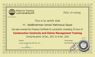 Construction contract & Claims Management AbdElrahman Ismail Mahmoud Gayel313 last
