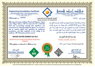 WALED SAYED AHMED ALI ALI
Electronics & Communications Engineer
Degree
This certification is valid until: 14 Muharram 1440
254444
 