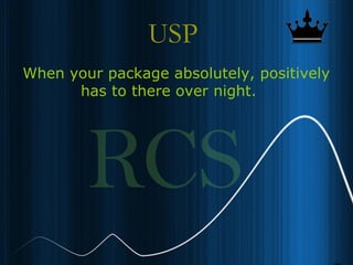 19
USP
When your package absolutely, positively
has to there over night.
 