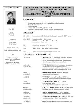 cv colonne bts cm