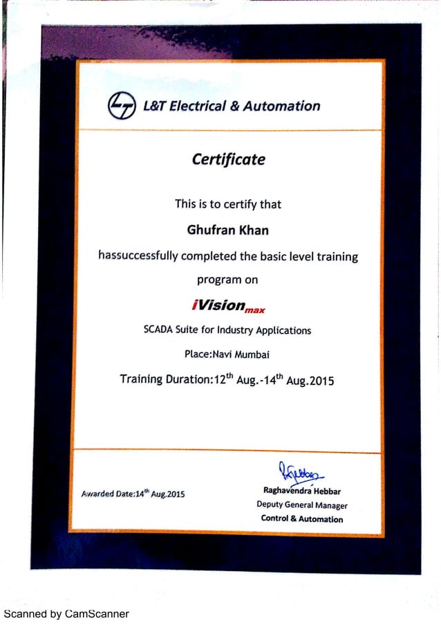 Scada Course Pdf SCADA training certificate | PDF