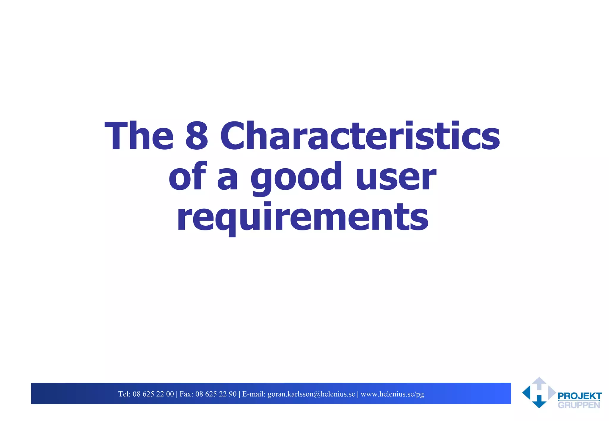 8 Characteristics of good user requirements | PPS