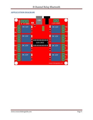 8 Channel Relay Bluetooth
www.researchdesignlab.com Page 4
APPLICATION DIAGRAM
 