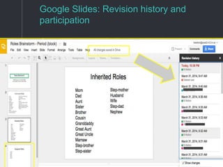 Google Slides: Revision history and
participation
 