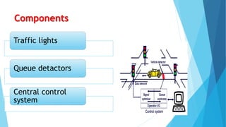 Components
Traffic lights
Queue detactors
Central control
system
 