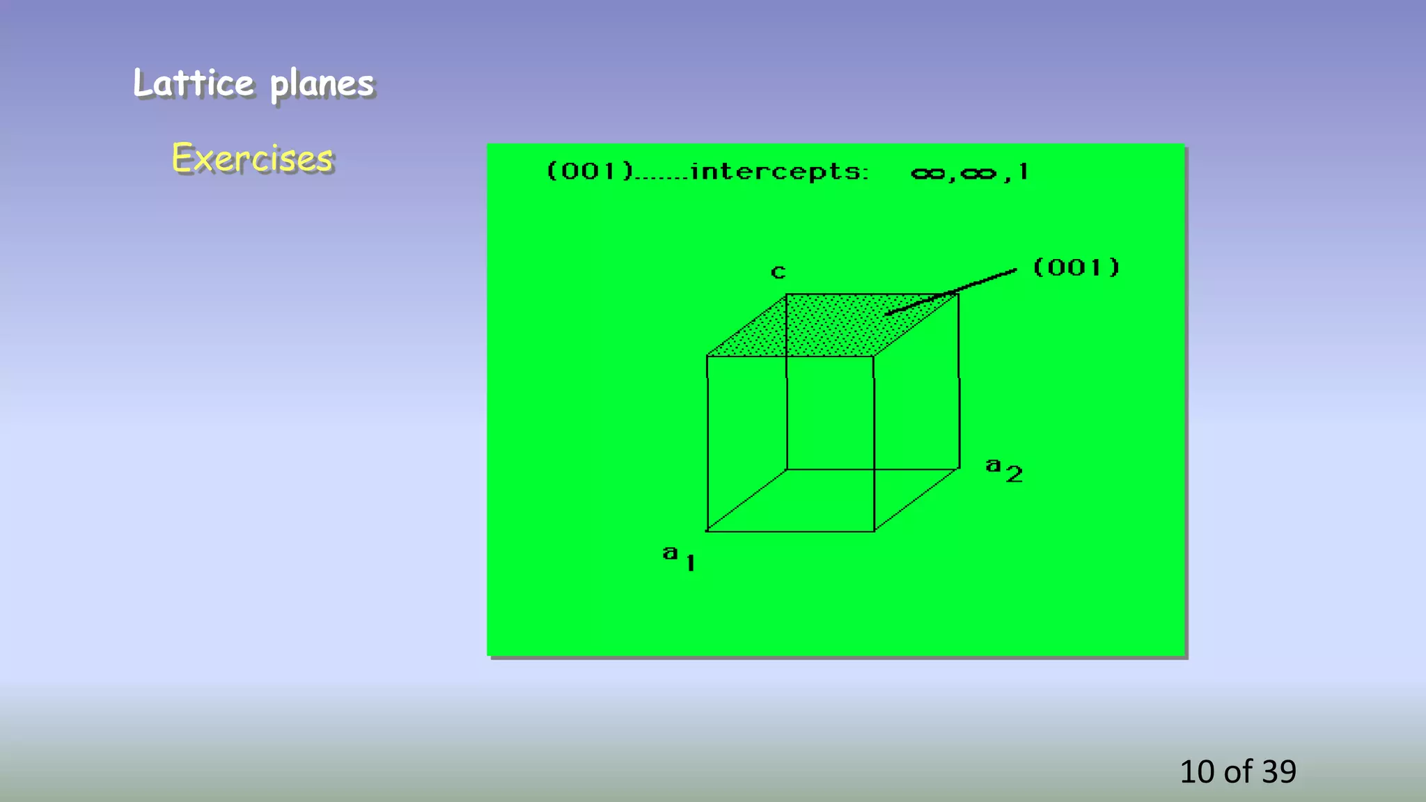 10 of 39
Lattice planes
Exercises
 