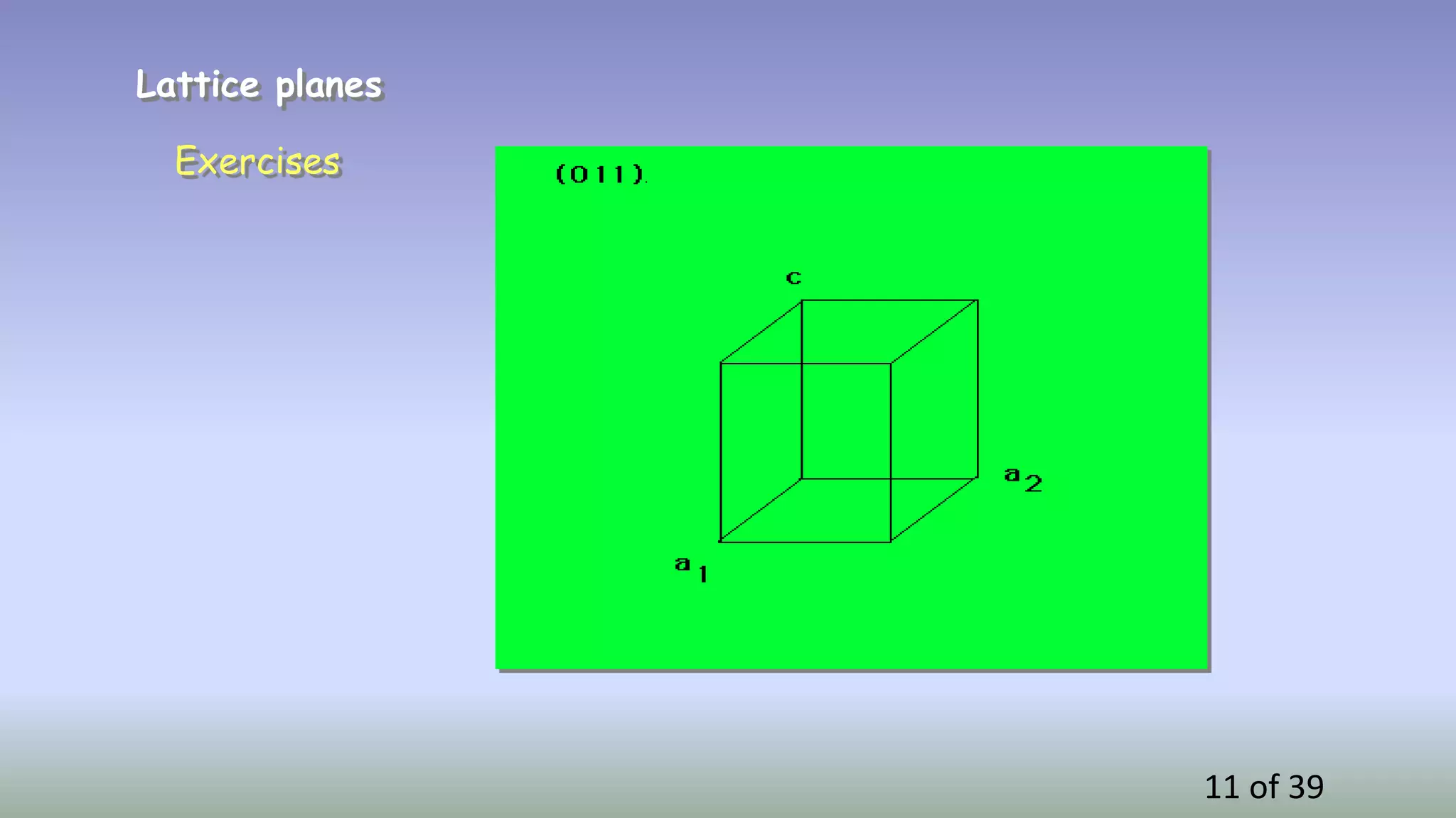 11 of 39
Lattice planes
Exercises
 