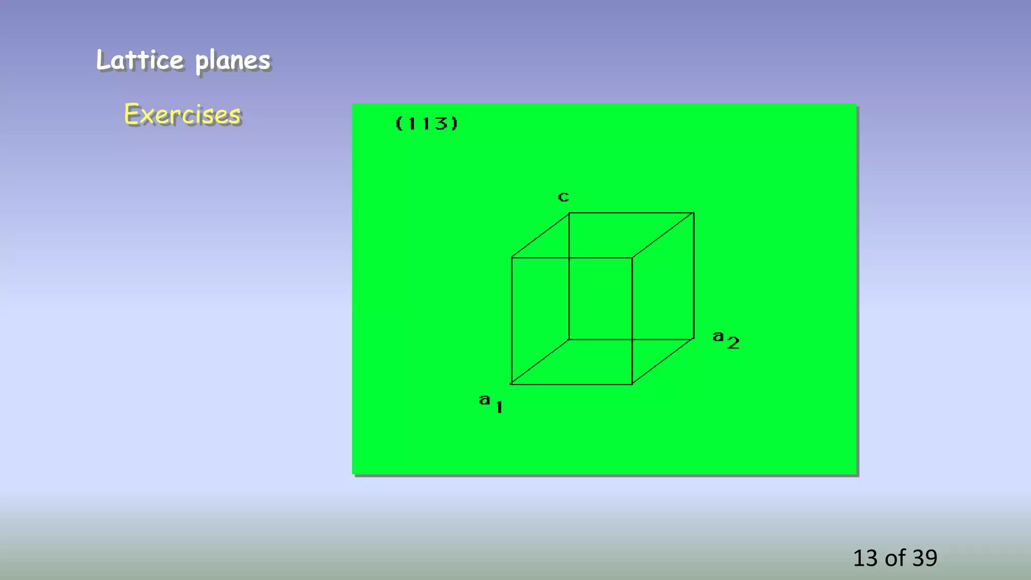 13 of 39
Lattice planes
Exercises
 
