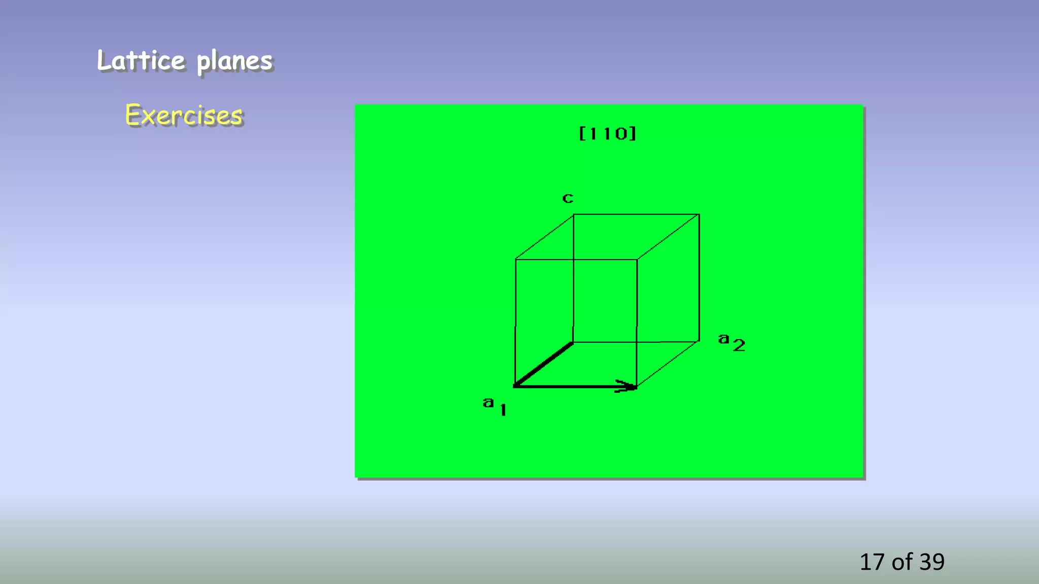 17 of 39
Lattice planes
Exercises
 