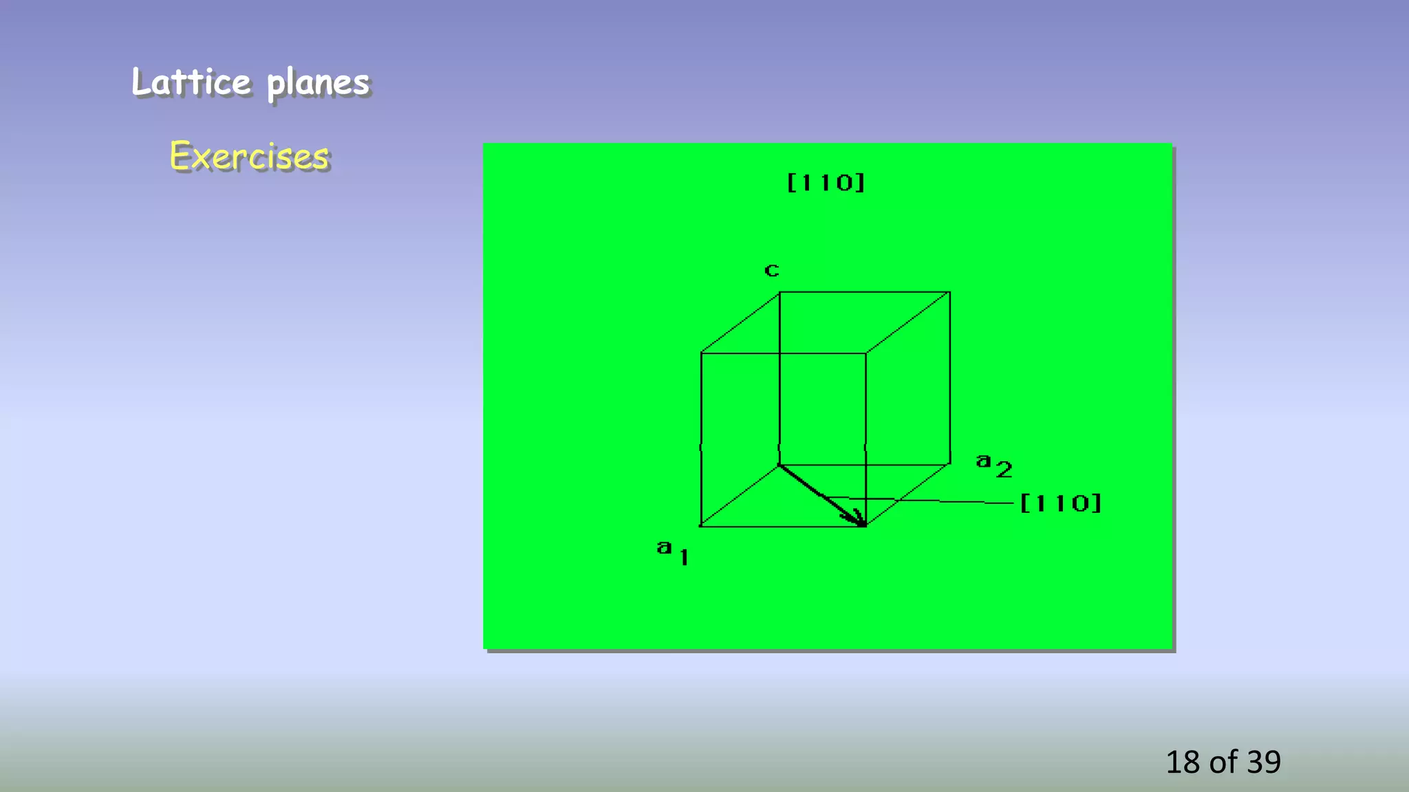 18 of 39
Lattice planes
Exercises
 