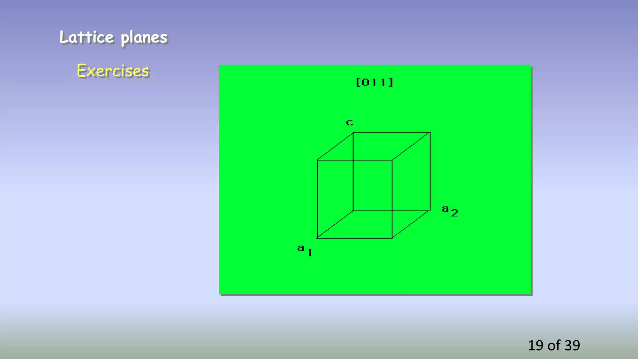 19 of 39
Lattice planes
Exercises
 