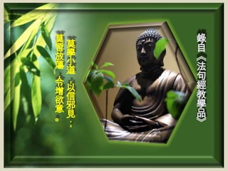 莫
習莫
放學
蕩小
，道
令，
增以
欲信
意邪
。見
；

錄
自
《
法
句
經
教
學
品
》

 