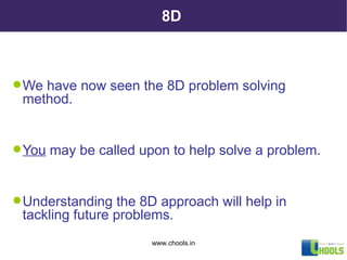 Comprehensive Guide to 8D Problem Solving in Quality Management | PPT