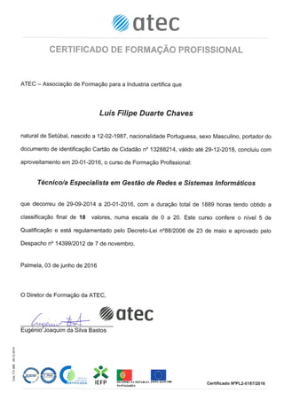 Certificado - Luís Chaves