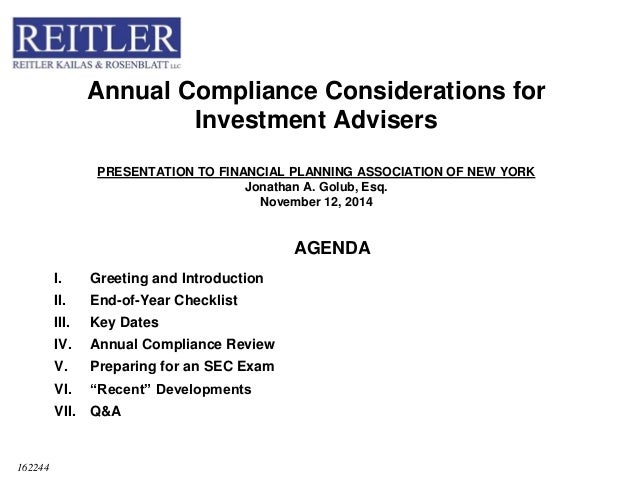 investment adviser compliance Annual Compliance Considerations for RIAs-JG Presentation for LinkedI… investment adviser compliance Annual Compliance Considerations for RIAs-JG Presentation for LinkedI…