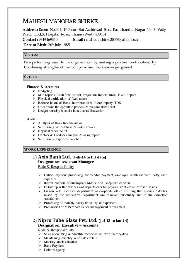 Mahesh Shirke Resume