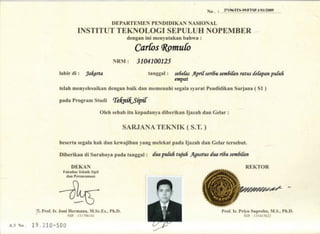 Academic Certificate Carlos Romulo
