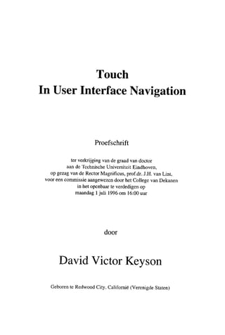 Touch in User Interface Navigation