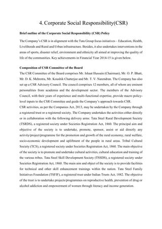 Csr Committee Composition TATA Steel | PDF