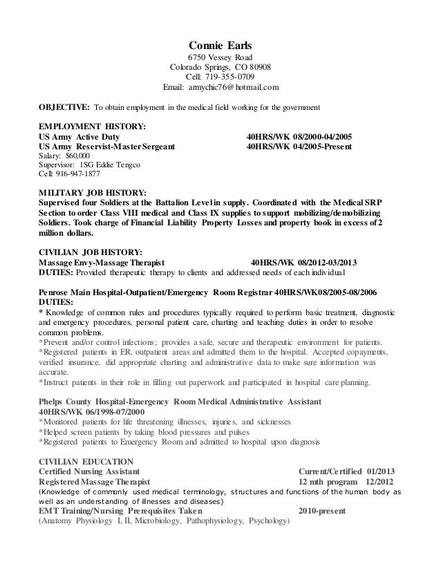civilian resume 1 ma position job history on resumes