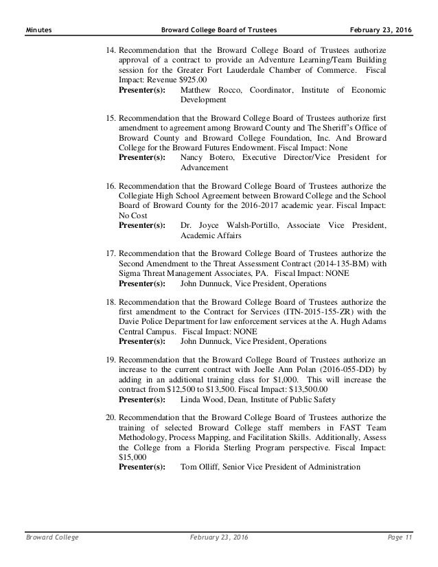 2016 02 23 Broward College Board Of Trustees Full Minutes 1699
