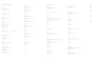 Junior, 2006 - 2008
Glas, Fundstücke, verschiedene Materialien
180 x 55 x 55 cm und Spiegel (variabel)
Seite 70/71:
Prometh, 2006 - 2010
Glas, Gips, Metall, Kunststoff etc.
157 x 50 x 55 cm
Sockel aus Granit
Seite 72:
Schuppenmann, 2005 - 2008
Glas, Holz, Graphit, Papier, Gips etc.
180 x 95 x 80 cm
Seite 73:
Studioaufnahme mit
Schuppenmann, Bombenalarm und Hero II
Seite 74:
Orpheus, 2010
Pigmentdruck, Acryl, Öl auf Leinwand
100 x 100 cm
Reliquie, 2008
Glas, Spiegel, Kunststoff, Metall etc.
Kettenaufhängung variabel
49 x 50 x 60 cm
Material Anamorphosen
Seite 75:
aus der Installation Stammbaum: im Katalog ändern (Selbst weg)
Geburt, 1987 - 1988
Vogelkranz, 1979/1989
Seite 76:
ohne Titel, ca. 1990 - 1992
Holz, Graphit, Bronze, Kunststoff, Glas etc
ca. 200 x 180 x 75
Nest, ca. 1990 - 1993
Holz, Graphit, Kunststoff, Leder etc.
120 x 135 x 65 cm
Seite 77:
Gitterhaus, ca. 1992
Holz, Dachpappe, Kautschuk, Graphit, Strippe
90 x 90 x 60 cm
Nest, 1990 - 1993 (s.o.)
Ohne Titel, ca. 1990 - 1996
Holz, Graphit, Kunststoff, Kautschuk etc.
127 x 160 x 60 cm
Schule II, ca. 1990 - 93
Holz, Glas, Kunststoff, Graphit etc.
ca. 220 x 165 x 75 cm
Urhaus, ca. 1989
Holz, Dachpappe, Beton etc.
Seite 78:
digitales Material
East River, 2010
Pigmentdruck, Acryl, Öl auf Leinwand
140 x 100 cm
Vorago, 2010
Pigmentdruck auf Leinwand
140 x 100 cm
Studiosituation, 2010
Fotografie
Seite 79:
Asylum, 2009 - 2010
Pigmentdruck, Acryl auf Leinwand (Zustand)
140 x 100 cm
Kaspar Hauser, 2009 - 2010
Pigmentdruck auf Leinwand
140 x 100 cm
Schwarze Zone, 2008 - 2010
Pigmentdruck, Acryl, Tinte auf Leinwand
100 x 100 cm
digitale Skizzen
Seite 80:
Spähtrupp, 2010
Pigmentdruck, Acryl, Öl, Blattgold auf Leinwand
100 x 75 cm
Wächterin, 2010
Fotografie
digitale Skizzen
Seite 81:
Mutation, 2005 - 2006
Acryl, Öl, Tinte auf Leinwand
260 x 340 cm
Timbers Ground, 2010
Pigmentdruck, Zeichnung, Montagen auf Papier
120 x 90 cm
Seite 82/83:
Seite 84:
“Endmoräne”
permanente Installation
Arthotel Luise
Fotomontage
Seite 85:
Seite 86/87
Seite 88/89
Seite 90:
Blinde (nach Brueghel), 1978 - 1979
6 Figuren, verschiedene Materialien
Pieter Bruegel, d. Ä.
Das Gleichnis von den Blinden, 1568
Tempera auf Leinwand
86 x 154 cm
Seite 91:
Blinde (nach Brueghel), (Detail), 1978 - 1979
Seite 92/93:
Seite 94:
Schutzanzug für Gulliver, 1979
Segeltuch, Polyester, Holz, Plexiglas, verschiedene Materialien
hier zu sehen in einem Film von Walter Lenertz aus dem Jahr 2010
Schutzanzug für Gulliver (Schautafel), 1979
verschiedene Materialien
250 x 600 cm
Seite 95:
Seite 96:
Seite 97:
Abbau des Prunks, 1993
verschiedene Materialien
Seite 98:
Piranesi/Williamsburg, 2010
Pigmentdruck, Tinte, Graphit, Tusche auf Papier
212 x 105 cm
Seite 99:
NEPHILIM/Studio/Ausstrahlung, 2009 - 2010
Pigmentdruck, Tinte, Graphit, Kreide, Transparentfolienmontage auf Papier
187 x 103 cm
EAST RIVER/Wolf/TIMBER, 2010
Pigmentdruck, Tinte, Graphit, Transparentfolienmontage auf Papier
181 x 100 cm
Seite 100/101:
Atelieransicht Berlin 2010
(Schaulager)
Seite 102:
Schule, ca. 1990 - 1993
Holz, Kunststoff, Graphit etc.
ca. 105 x 163 x 82 cm
ohne Titel, ca. 1990 - 1993
Holz, Kunststoff, Graphit etc.
151 x 132 x 85 cm
Seite 103:
Schule II, ca. 1990 - 1993
Holz, Glas, Kunststoff, Graphit etc.
ca. 220 x 165 x 75 cm
Seite 104/105
Schwefelseele, 2009 - 2010
Glas, Kunststoff, Metall, Graphit, Schwefel etc.
ca. 162 x 63 x 29 cm
Seite 106:
/
Seite 107:
Ritt, 2005 - 2008
Glas, Kautschuk, Holz, Helme etc.
185 x 74 x 124 cm
Seite 108/109:
Atelieransicht Berlin 2010
(Schaulager)
Seite 110:
Ausbruch, 2010
Pigmentdruck, Graphit, Tinte, Tusche auf Papier
153 x 111,5 cm
Seite 111:
Grauer Tisch, 2010
Pigmentdruck, Graphit auf Papier
Seite 112:
Seite 113:
P(r)unk/Goldkopf, 2008 - 2010
Fundstücke, Graphit, Gold, Pigmentdruck, Acryl etc.
160 x 103 x 93 cm
Seite 114:
Detail P(R)UNK
s.u.
Seite 115:
P(R)UNK, 2005 - 2010
Holz, Glas, Metall, Fundstücke, Pigmetdrucke, Spiegel etc.
Installationsansicht (Ausschnitt)
Tisch: 190 x 180 x 112 cm
Säule: 370 x 109 x 100 cm
Seite 116/117:
P(R)UNK, 2005 - 2010
Holz, Glas, Metall, Fundstücke, Pigmetdrucke, Spiegel etc.
Installationsansicht (Ausschnitt)
Tisch: 190
Säule: 370
Seite 118/
Detail P(R)
s.o.
Seite 120:
Detail P(R)
s.o.
Seite 121:
P(R)UNKS
Pigmentdr
jeweils ca.
Seite 122
Tischanam
Pigmentdr
61 x 50 cm
124 125
 