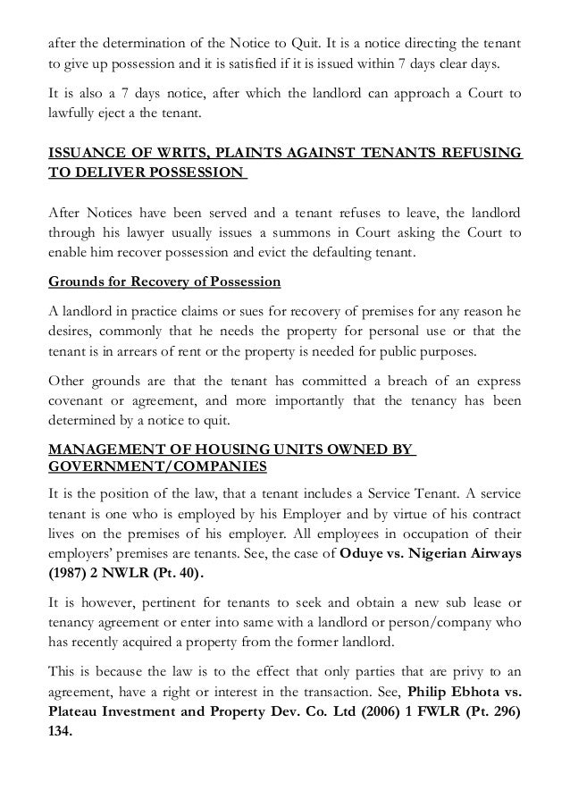 The Concept of Landlord and Tenant