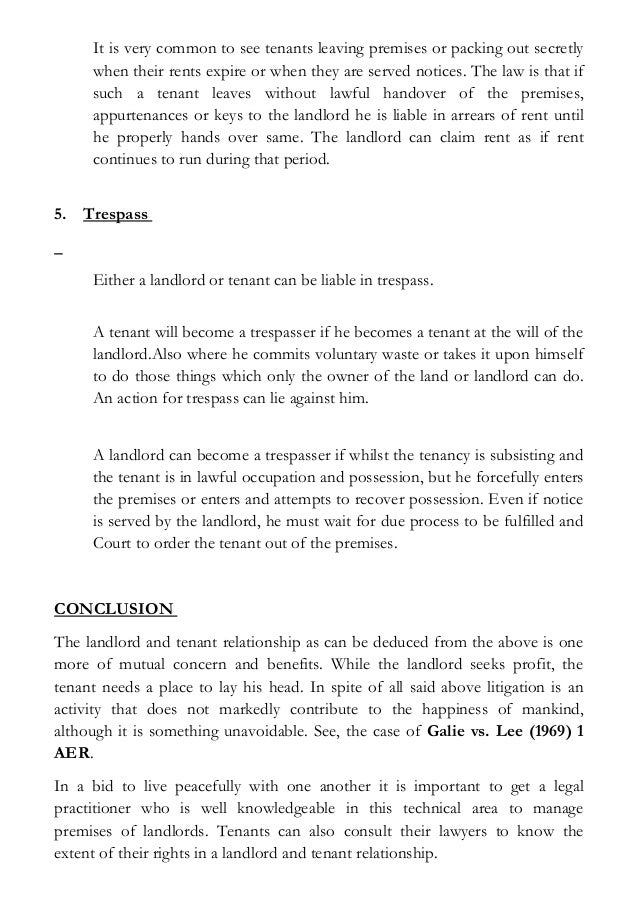 The Concept of Landlord and Tenant