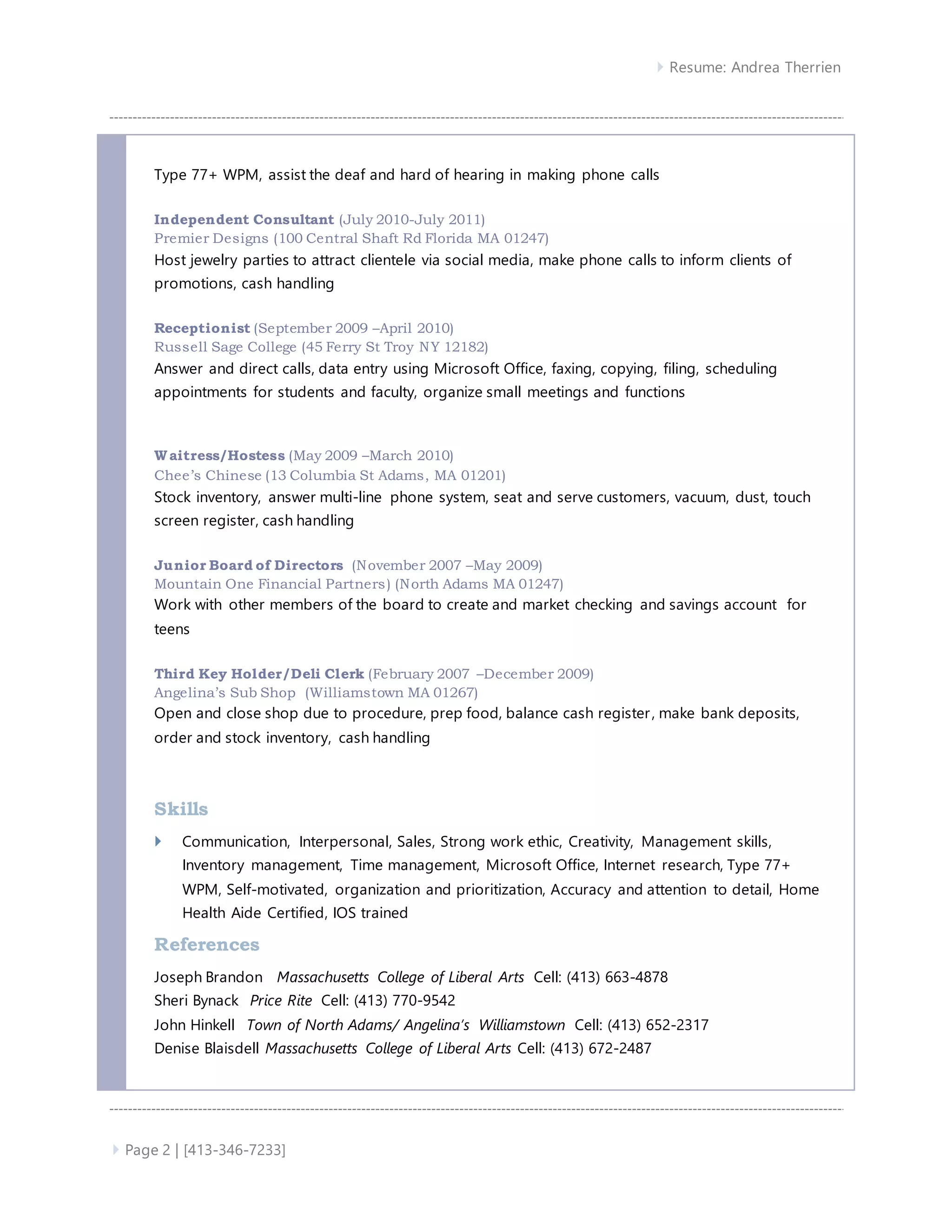 Andrea Therrien Resume | PDF