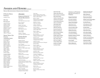 516
Glenn Scott Lasko
Whitney-Rose Ellen Levis
Rebecca Brooke Leaf Mailand
Kelsey Marie Massey
Anthony George McCarthy
Catherine Irene McNeely
Christie Robin McPherson
Alicia Crystal Mendez
Erika Pauline Myers
Ryan Joseph Novak
Molly Jean Olmstead
Kourtney Kennedy Ott
Kelsey Lynn Patterson
Mario Francisco Peñalver
Bion Parr Philipson
Bradley Eugene Pizzalato
Brianne Nichole Seston
Henry Albert Smith
Robert Jay Straight IV
Trenton Nathan Taylor
Jennifer Joy VanBelle
Lisa Marie Woody
	
School of Nursing
Master of Science in
Nursing
Margaret Karole Boyle
Family Nurse Practitioner
Keya Marie Chisholm
Family Nurse Practitioner
Tatum O’Neil Chisholm
Family Nurse Practitioner
Ashley Marie Crane
Family Nurse Practitioner
Travis Jo Gerhart Cufley
Family Nurse Practitioner
Melanie Dawn Davis
Family Nurse Practitioner
Leslie Adele Ellingson
Care & Outcomes Manager
Kimberley Vanduzer Forthofer
Family Nurse Practitioner
Marisa Erin Gillaspie
Care & Outcomes Manager
Jessica Guptill
Care & Outcomes Manager
Rebecca Hagerwaite
Family Nurse Practitioner
Kimberly Kay Hepworth
Family Nurse Practitioner
Holly J. Hitchcock
Family Nurse Practitioner
Briana Leanne Johnson
Family Nurse Practitioner
Matthew David-Charles Kilgore
Care & Outcomes Manager
Eric Merrill Larsen
Family Nurse Practitioner
Greta Katherine Larson
Family Nurse Practitioner
Erin Rae McKay
Family Nurse Practitioner
Alison Marie Nance
Family Nurse Practitioner
Jenica Jaletta Sandall
Care & Outcomes Manager
Linda K. Simoneaux
Family Nurse Practitioner
Jennifer Lynn Spotted Horse
Care & Outcomes Manager
Glenda Joyce Waller
Family Nurse Practitioner
Sonja Huebner Wright
Family Nurse Practitioner
Pi Kappa Delta
Forensics
Nicolette H. Paso
Psi Chi
Psychology
Andrew B. Harron
Lindsay N. Jensen
Shannon M. Kane
Sarah M. Kehoe
Stephanie G. LaCrone
Kristina E. Liming
Emily J. Nevels
Roslyn M. Pierce
Emily C. Smith
Allison N. Tompkins
Sigma Theta Tau
Nursing
Undergraduate Students
R. Rose Alexander
Joyce E. Bailey
Heather A. Brook
Kristin M. Faber
Danielle L. Hower
Jehna D. Korakis
Mary G. Mandeville
Ilia T. Mondoy
Andrea I. Peters
Heidi C. Ritting
Ashley L. Rivard
M. Fawn Ross
Sarah R. Voelpel
Graduate Students
Margaret K. Boyle
Travis Jo G. Cufley
Leslie A. Ellingson
Kimberly V. Forthofer
Marisa E. Gillaspie
Jessica E. Guptill
Holly J. Hitchcock
Briana L. Johnson
Greta K. Larson
Jenica J. Sandall
Jennifer L. Spotted Horse
Glenda J. Waller
Awards
Scholar-Athlete
Award Recipients
Faven Araya
Lute Career Achievement Award
Brian J. Erickson
Scholar Athlete
Natalie A. McCarthy
Lute Inspirational Award
Jordan R. Post
Male Athlete of the Year
Amy L. Spieker
Scholar Athlete
Matthew A. Wolford
Lute Career Achievement Award
Other Award
Recipients
Michael V. Barich
National Science Foundation
Undergrad. Research Fellow
Gary L. Burgess
Agnes Berge Smith Music Scholar
Ryan G. Ceresola
Johannes & Aleen Schiller Scholar
Yue Che
National Institutes of Health
Undergrad. Research Fellow
Skylar S. Cole
Dick Jobst Award in Sociology
Elaina L. Daza
Research Corporation-Cottrell
Undergrad. Research Fellow
Nicole M. DeCamp
Cheney Award in Economics; Senior
Award in Economics; Stanley & Terryl
Brue Scholar
Bryan E. Donahue
Division of Natural Sciences
Undergrad. Research Fellow
Erika D. Dornfield
Division of Natural Sciences
Undergrad. Research Fellow
Yohei Endo
James D. Holloway Music Scholar;
David P. Dahl Music Scholar; John &
Mary Lee Music Scholar
Kurtis C. Fairley
National Science Foundation
Undergrad. Research Fellow
Matthew D. Ferraro
Wang Grant Recipient
Andrew J. Floodeen
President’s Music Scholar
Trinity J.Gibbons
Academic Excellence in Finance Award;
Ankrim-Miller Scholar
Kristy L. Gibson
Ankrim-Miller Scholar
Eric D. Gordon
Research Corporation-Cottrell
Undergrad. Research Fellow
Nicole D. Grant
National Science Foundation
Undergrad. Research Fellow
Andrew D. Guinn
Division of Natural Sciences Undergrad.
Research Fellow
Rachel A. Hatlen
Ankrim-Miller Scholar
Daniel J. Hibbard
Research Corporation-Cottrell
Undergrad. Research Fellow
Miranda M. Hill
Ruth Anenson Music Scholar
Timothy L. Houghland
James Willis, Jr. Music Scholar
Jeanese H. Hime
Anthropology Alumni Award
Elizabeth G. Knoff
Phyllis L. Ekstrom Music Scholar
Anna S. Kozlova
Research Corporation-Cottrell
Undergrad. Research Fellow
Jessica A. Lee
Wang Grant Recipient
Kori M. Loomis
Maurice & Patricia Skones Music
Scholar
AwardsandHonors(continued)
Special Recognitions of Graduating Students
 