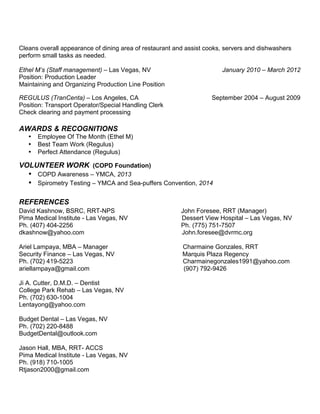 Rtt Resume Examples Michael ASPIRAS, RRT resume | PDF