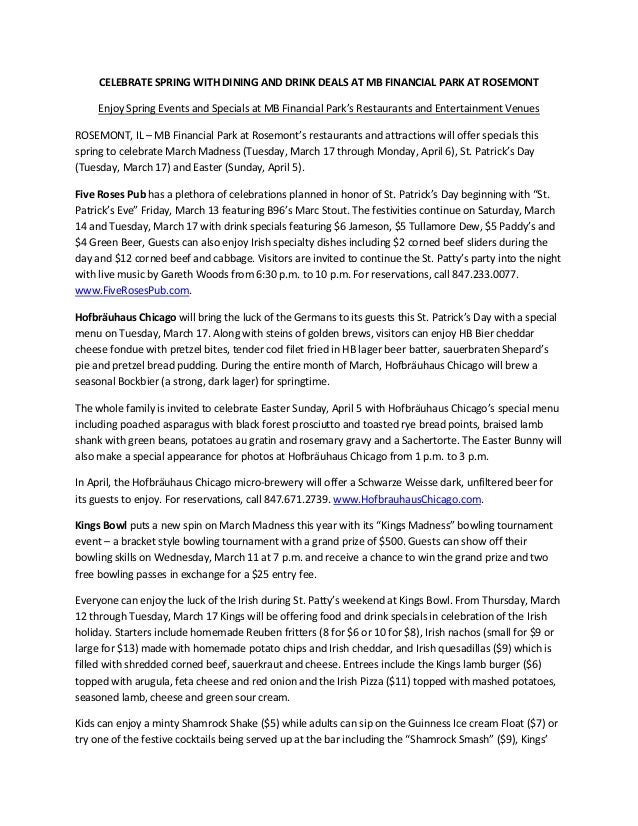 Del Ricco Writing Sample Rosemont Spring Press Release 2015