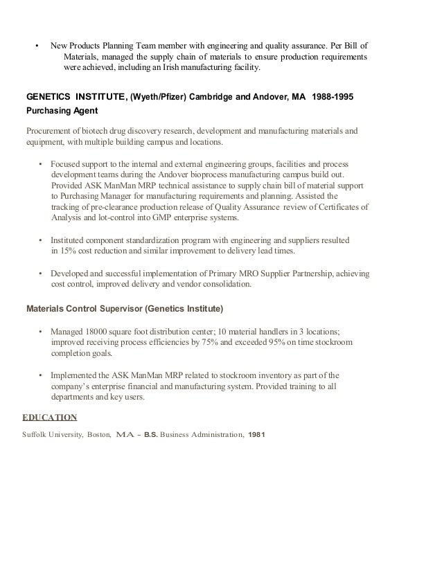 resume purchasing agent