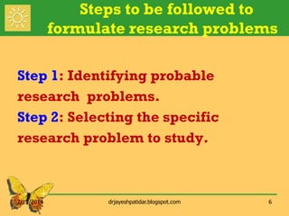 Ppt. selection of research problem | PDF
