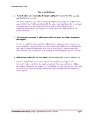 Lesson Plan for 7th Grade Math Class | PDF