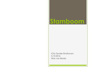 Stamboom
iCity Tender Eindhoven
5-10-2016
Nick van Breda
 