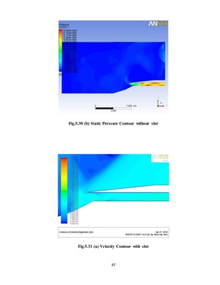 47
Fig.5.30 (b) Static Pressure Contour without slot
Fig.5.31 (a) Velocity Contour with slot
 