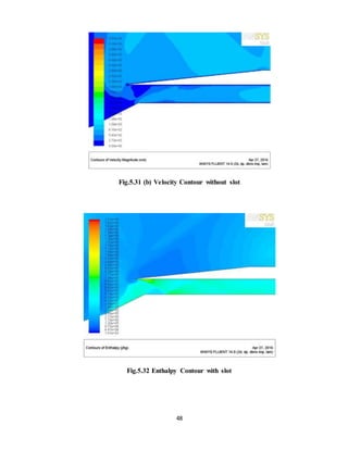 48
Fig.5.31 (b) Velocity Contour without slot
Fig.5.32 Enthalpy Contour with slot
 