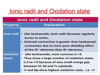 Ionic radii and Oxidation state
 