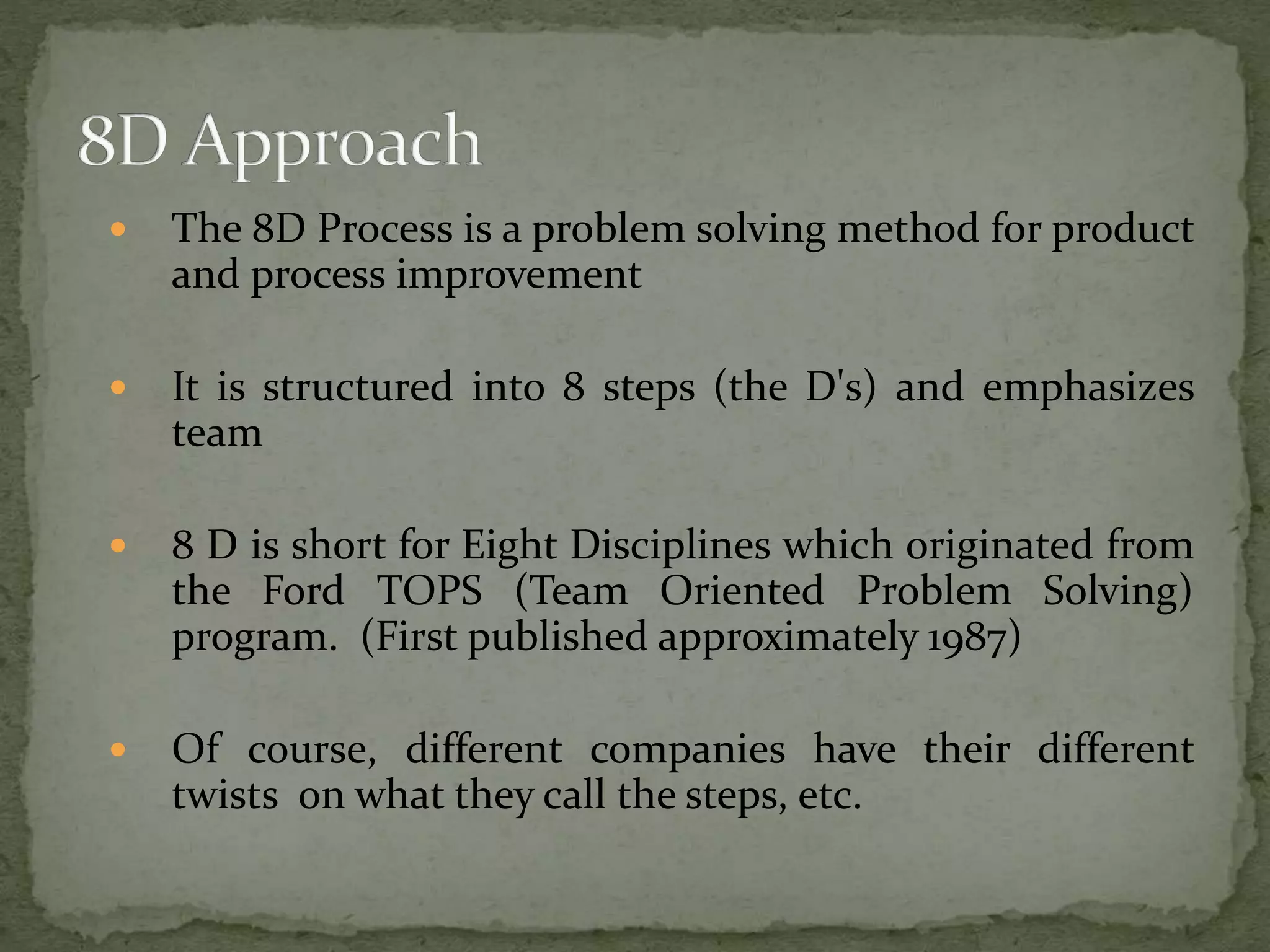8D approach to problem solving | PPTX