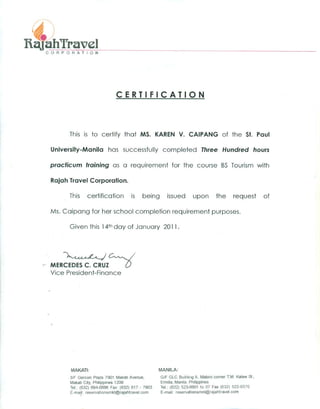 Rajah Certificate