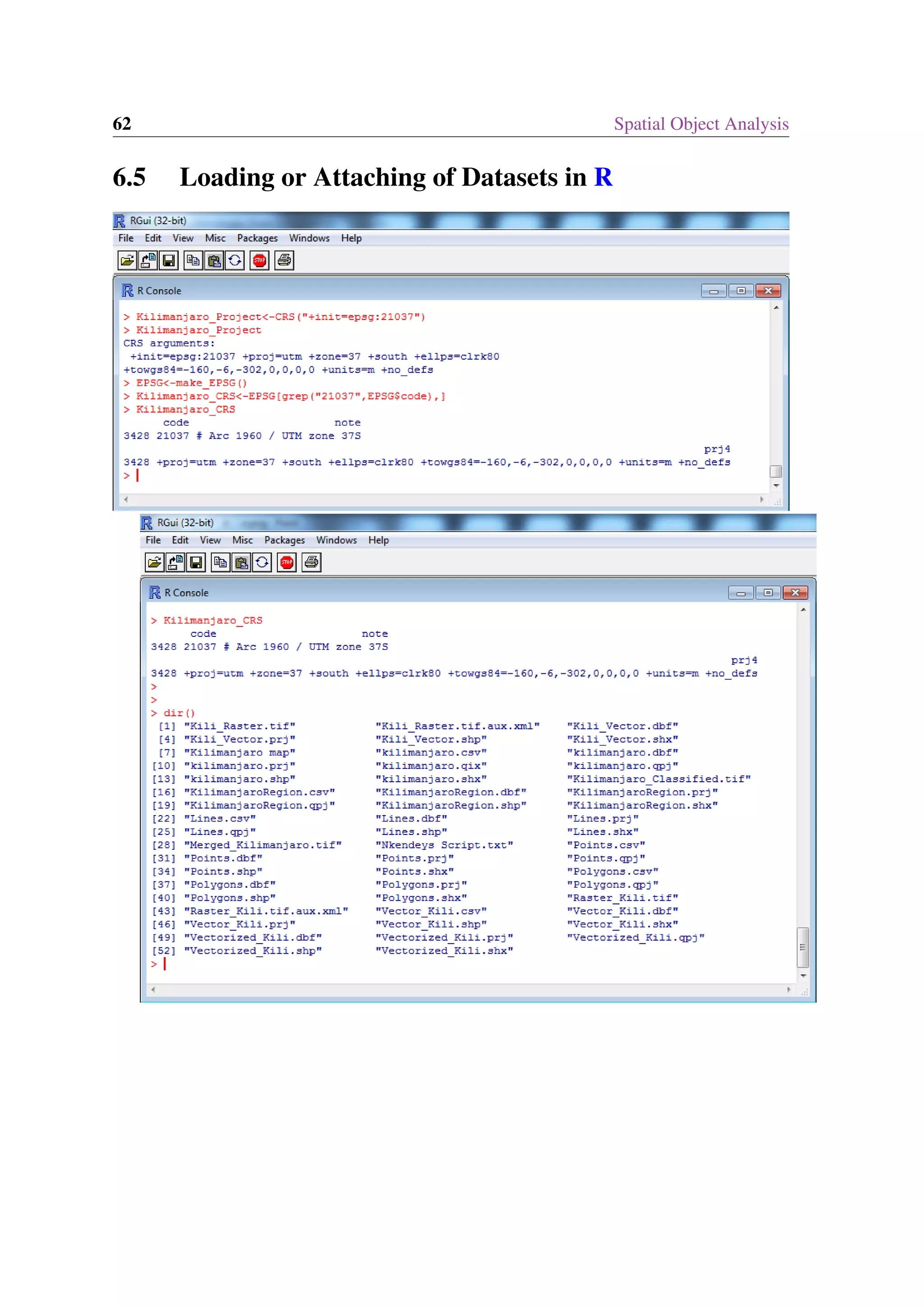 62 Spatial Object Analysis 6.5 Loading or Attaching of Datasets in R 