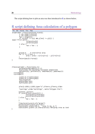 26 Methodology
The script defining how to plot an area was then introduced to R as shown below;
 