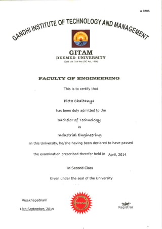 B-tech certificate