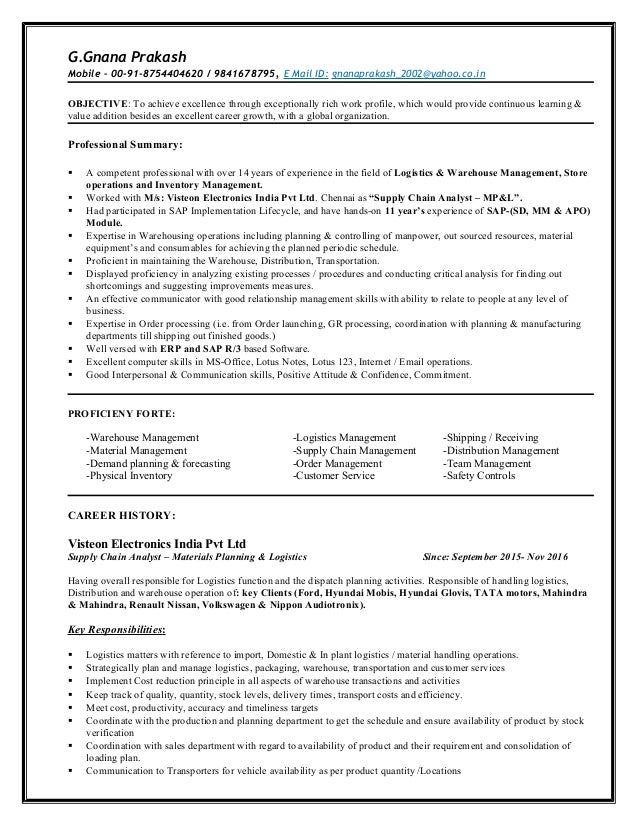 cv logistics and supply