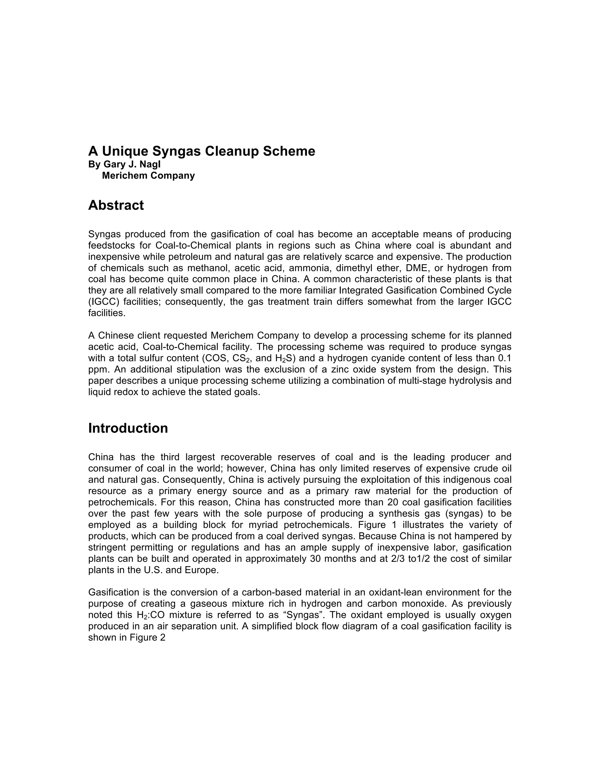 A Unique Syngas Cleanup Scheme China Syngas To Acetic Acid PDF a-unique-syngas-cleanup-scheme-china-syngas-to-acetic-acid-pdf
