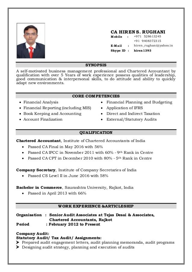 Cv Ca Hiren Rughani F Cv Ca Hiren Rughani F