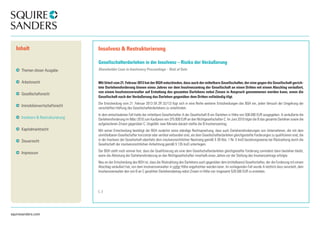 squiresanders.com 
Insolvenz & Restrukturierung 
Gesellschafterdarlehen in der Insolvenz – Risiko der Veräußerung 
Shareholder Loan in Insolvency Proceedings – Risk of Sale 
Mit Urteil vom 21. Februar 2013 hat der BGH entschieden, dass auch der mittelbare Gesellschafter, der eine gegen die Gesellschaft gerich-tete 
Darlehensforderung binnen eines Jahres vor dem Insolvenzantrag der Gesellschaft an einen Dritten mit einem Abschlag veräußert, 
von einem Insolvenzverwalter auf Erstattung des gesamten Darlehens nebst Zinsen in Anspruch genommenen werden kann, wenn die 
Gesellschaft nach der Veräußerung das Darlehen gegenüber dem Dritten vollständig tilgt. 
Die Entscheidung vom 21. Februar 2013 (IX ZR 32/12) fügt sich in eine Reihe weiterer Entscheidungen des BGH ein, jeden Versuch der Umgehung der 
verschärften Haftung des Gesellschafterdarlehens zu unterbinden. 
In dem entschiedenen Fall hatte der mittelbare Gesellschafter A der Gesellschaft B ein Darlehen in Höhe von 500.000 EUR ausgegeben. A veräußerte die 
Darlehensforderung im März 2010 zum Kaufpreis von 375.000 EUR an den Nichtgesellschafter C. Im Juni 2010 tilgte die B das gesamte Darlehen sowie die 
aufgelaufenen Zinsen gegenüber C. Ungefähr zwei Monate danach stellte die B Insolvenzantrag. 
Mit seiner Entscheidung bestätigt der BGH zunächst seine ständige Rechtsprechung, dass auch Darlehensforderungen von Unternehmen, die mit dem 
unmittelbaren Gesellschafter horizontal oder vertikal verbunden sind, als dem Gesellschafterdarlehen gleichgestellte Forderungen zu qualifizieren sind, die 
in der Insolvenz der Gesellschaft ebenfalls dem insolvenzrechtlichen Nachrang gemäß § 39 Abs. 1 Nr. 5 InsO beziehungsweise bei Rückzahlung durch die 
Gesellschaft der insolvenzrechtlichen Anfechtung gemäß § 135 InsO unterliegen. 
Der BGH stellt noch einmal fest, dass die Qualifizierung als eine dem Gesellschafterdarlehen gleichgestellte Forderung zumindest dann bestehen bleibt, 
wenn die Abtretung der Darlehensforderung an den Nichtgesellschafter innerhalb eines Jahres vor der Stellung des Insolvenzantrags erfolgte. 
Neu an der Entscheidung des BGH ist, dass die Rückzahlung des Darlehens auch gegenüber dem (mittelbaren) Gesellschafter, der die Forderung mit einem 
Abschlag veräußert hat, von dem Insolvenzverwalter in voller Höhe angefochten werden kann. Im vorliegenden Fall wurde A letztlich dazu verurteilt, dem 
Insolvenzverwalter den von B an C gezahlten Darlehensbetrag nebst Zinsen in Höhe von insgesamt 528.500 EUR zu erstatten. 
(...) 
Inhalt 
Themen dieser Ausgabe 
Arbeitsrecht 
Gesellschaftsrecht 
Immobilienwirtschaftsrecht 
Insolvenz & Restrukturierung 
Kapitalmarktrecht 
Steuerrecht 
Impressum 
 