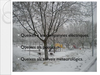 Queixes a les companyies elèctriques. Queixes als politics. Queixes als serveis meteorològics.  