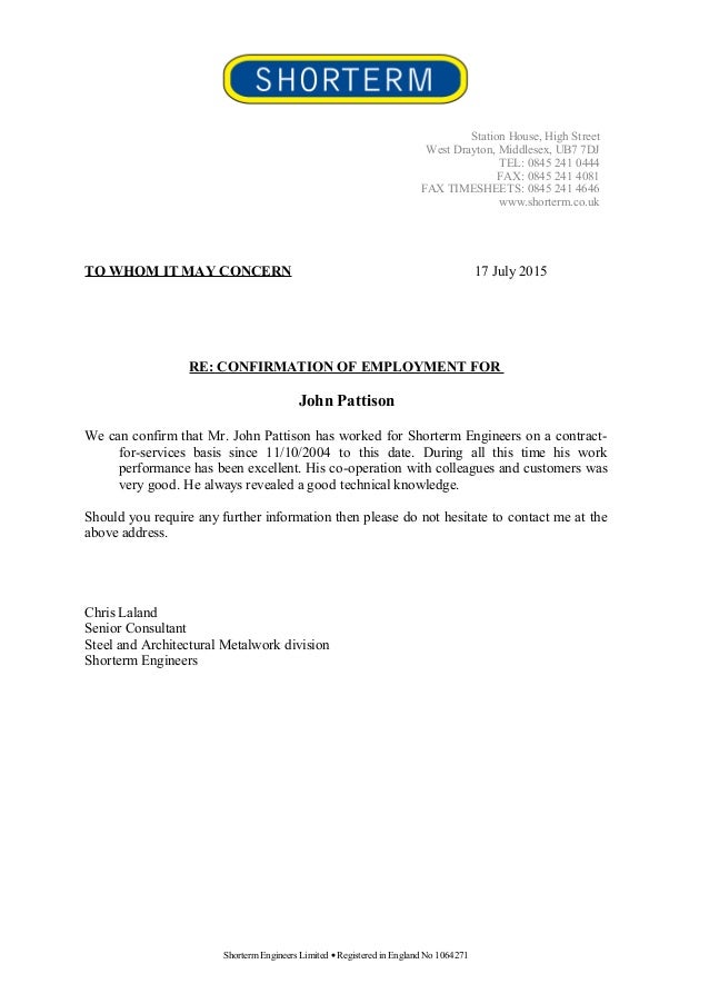Letter Confirming Employment - FREE DOWNLOAD